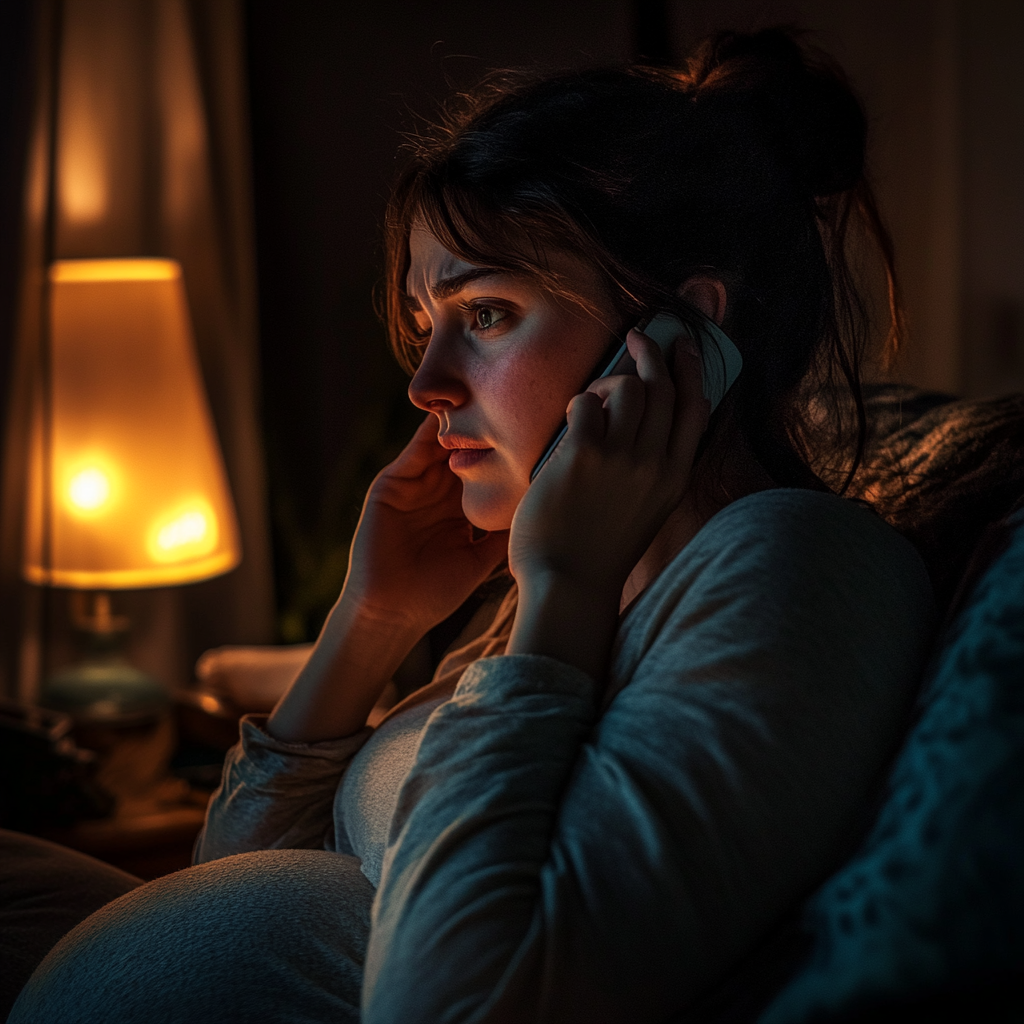 Kobieta w ciąży rozmawiająca przez telefon | Źródło: Midjourney