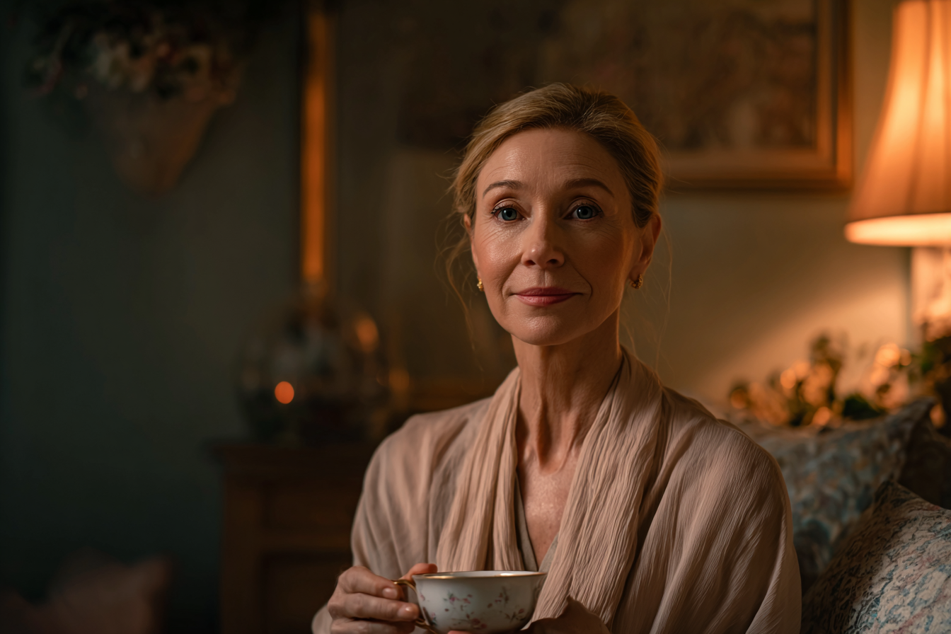 Kobieta siedząca w salonie