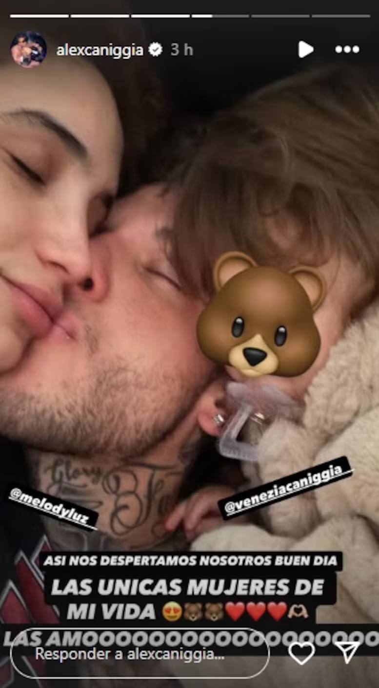 Alex Caniggia z Melody Luz i córką Venezią