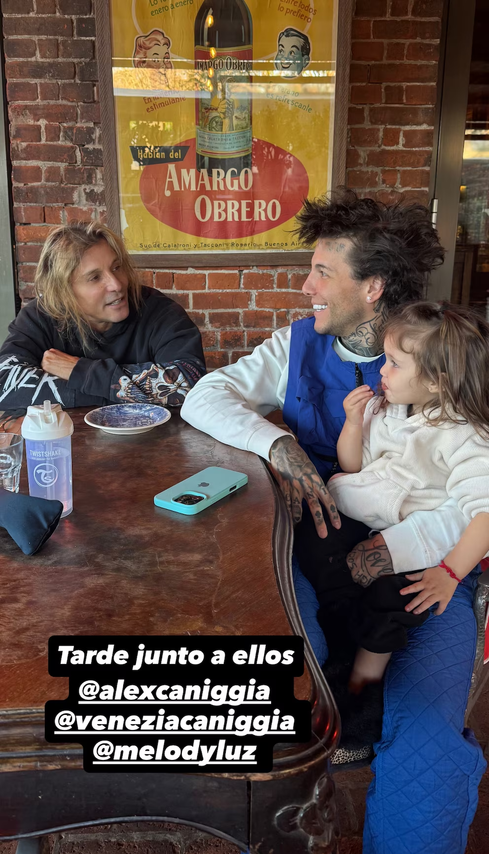 Claudio Paul Caniggia z synem Alexem i wnuczką Venezią