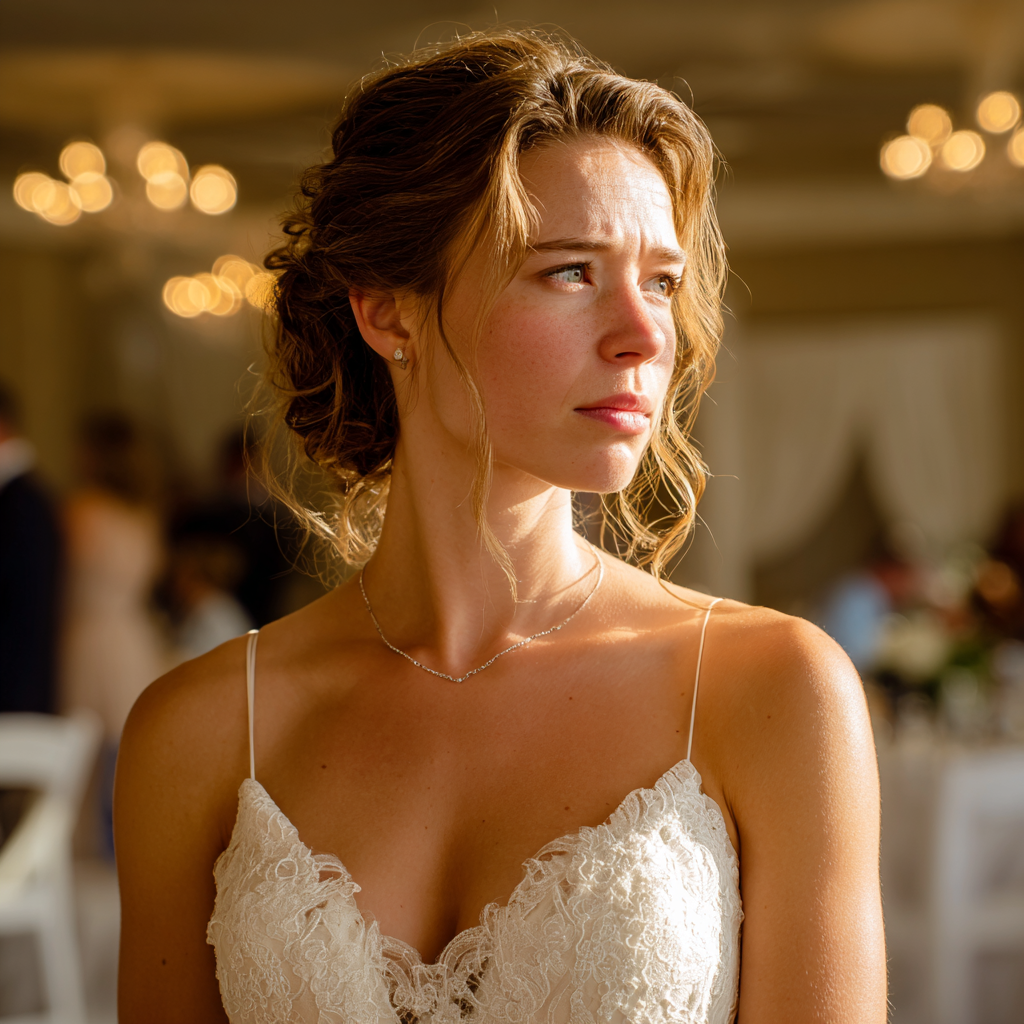 Zbliżenie na pannę młodą w swoim weselu | Źródło: Midjourney