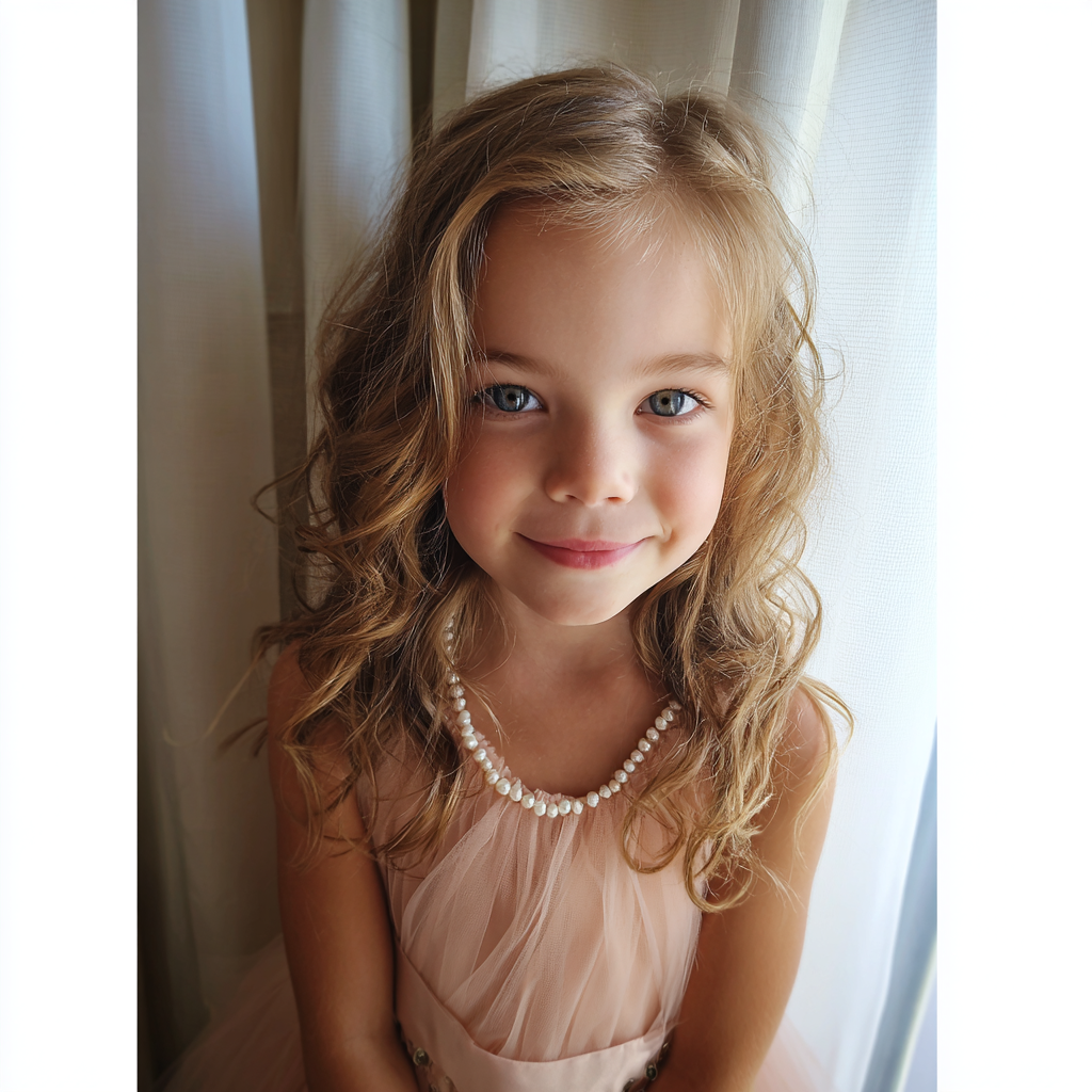 Uśmiechnięta mała druhna | Źródło: Midjourney