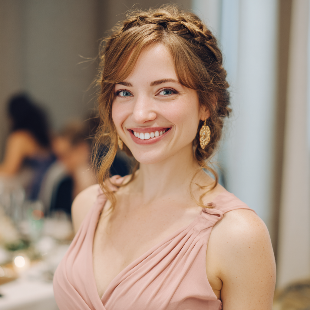 Uśmiechnięta kobieta nosząca różową sukienkę | Źródło: Midjourney