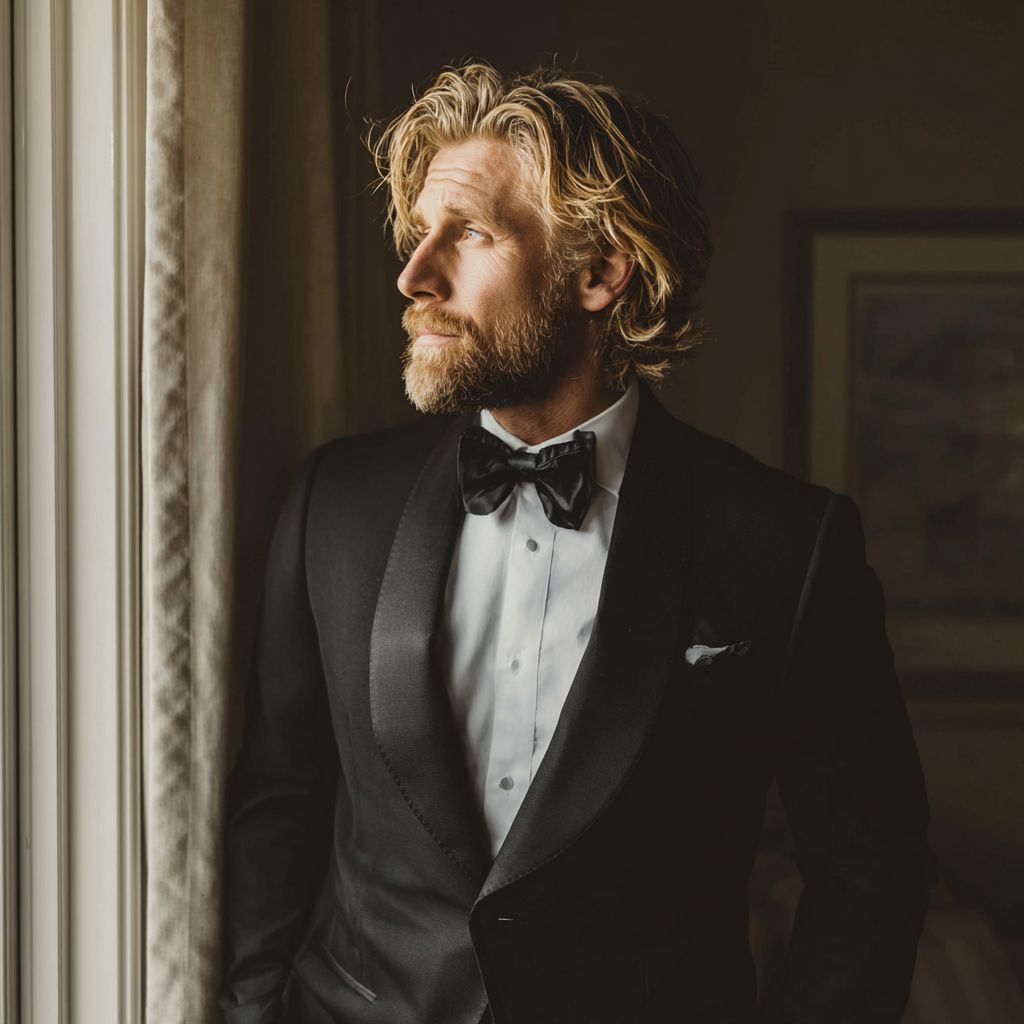 Mężczyzna patrzy przez okno | Źródło: Midjourney