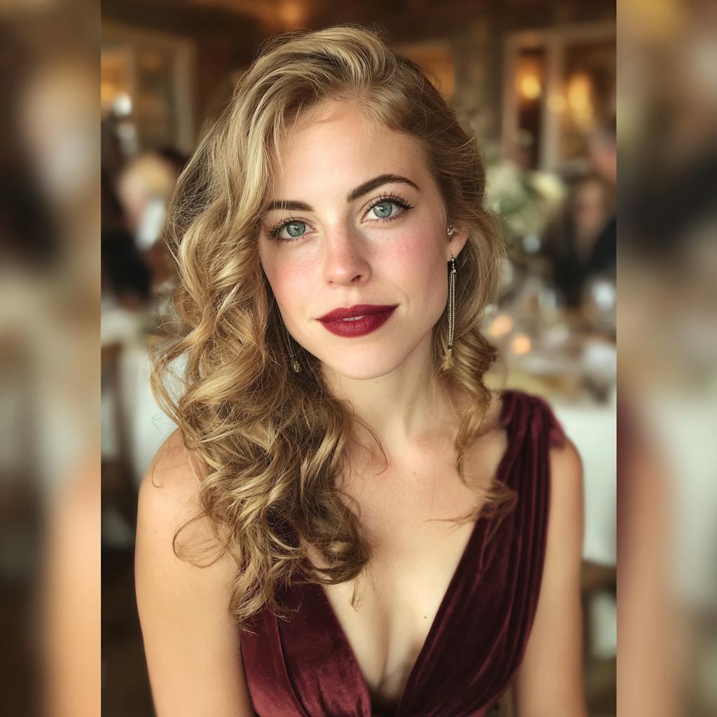 Kobieta w brązowej sukience na weselu | Źródło: Midjourney